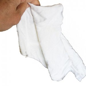 Tee Shirt Cotton Rags Soft White Knit (10 lb. Box, Around 50 rags)