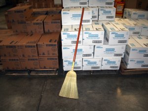 Warehouse Corn Stick Broom Wire-Bound Bristles (12 BROOM BUNDLE)